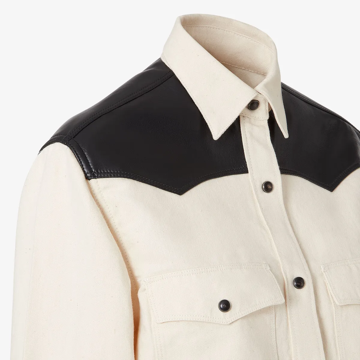 Fendi Denim and Black Leather Shirt | Thumbnail 3