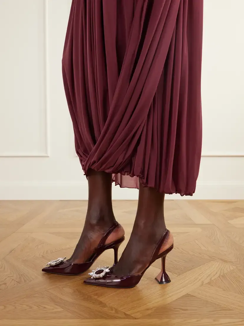 Amina Muaddi Begum 95 Crystal-embellished Patent-leather Slingback Pumps | Thumbnail 2 Amina Muaddi Begum 95 Crystal-embellished Patent-leather Slingback Pumps | Thumbnail 2