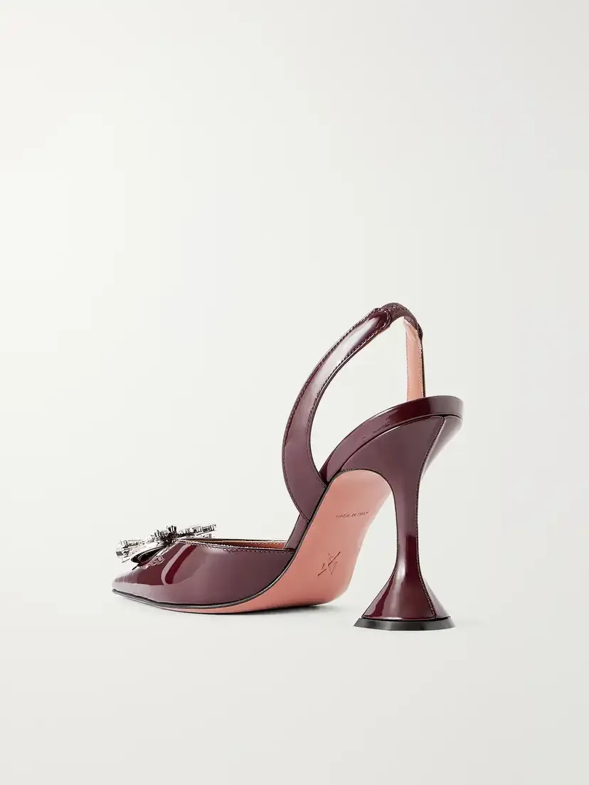 Amina Muaddi Begum 95 Crystal-embellished Patent-leather Slingback Pumps | Thumbnail 3 Amina Muaddi Begum 95 Crystal-embellished Patent-leather Slingback Pumps | Thumbnail 3