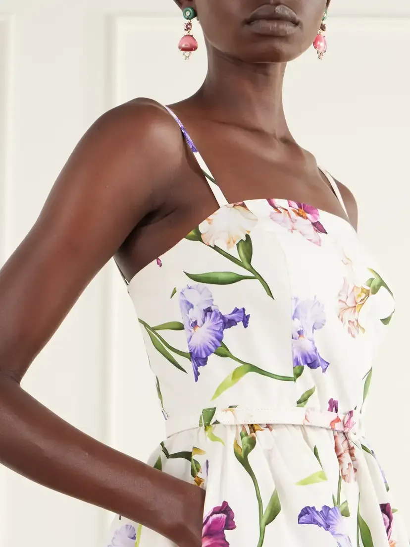 Oscar de la Renta Floral-print Stretch Cotton-poplin Mini Dress | Thumbnail 4