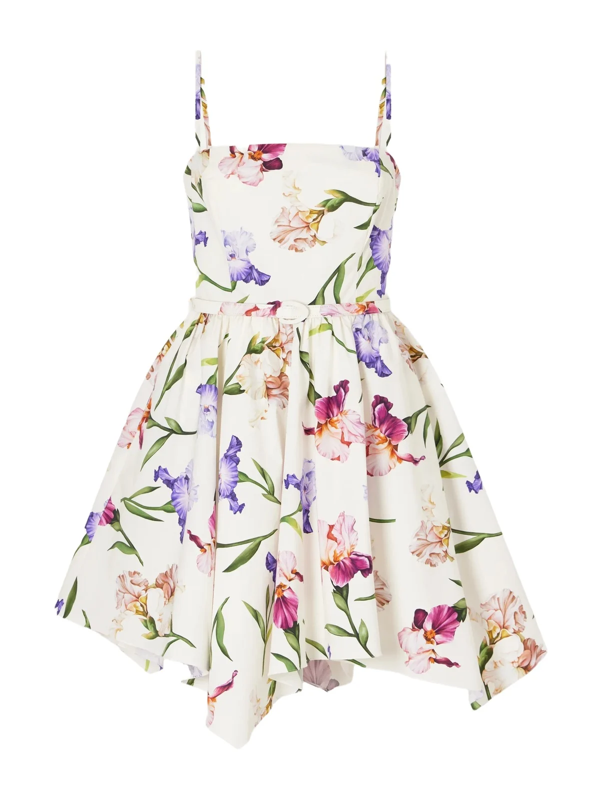 Floral-print Stretch Cotton-poplin Mini Dress