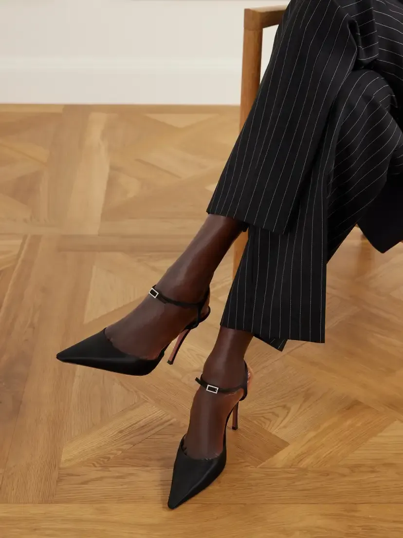 Amina Muaddi Carolyn 100 Mary Jane Satin Pumps | Thumbnail 2 Amina Muaddi Carolyn 100 Mary Jane Satin Pumps | Thumbnail 2