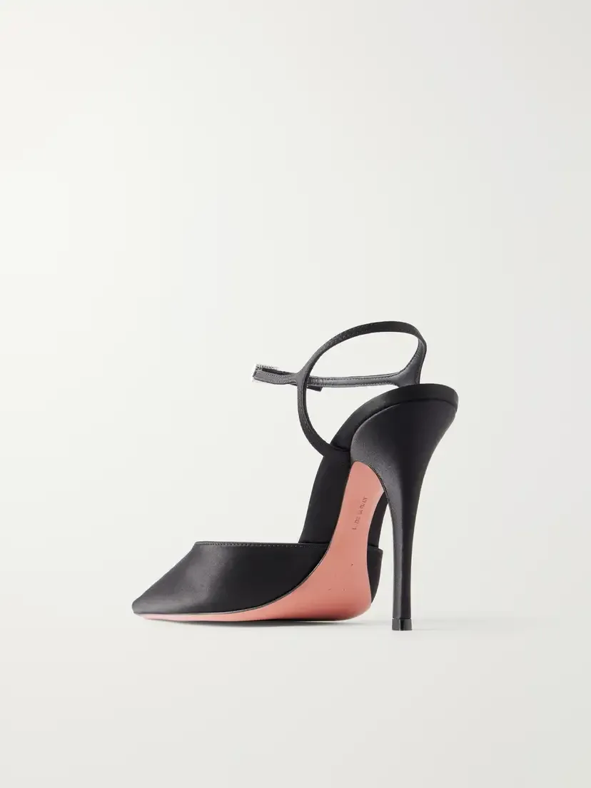 Amina Muaddi Carolyn 100 Mary Jane Satin Pumps | Thumbnail 3 Amina Muaddi Carolyn 100 Mary Jane Satin Pumps | Thumbnail 3