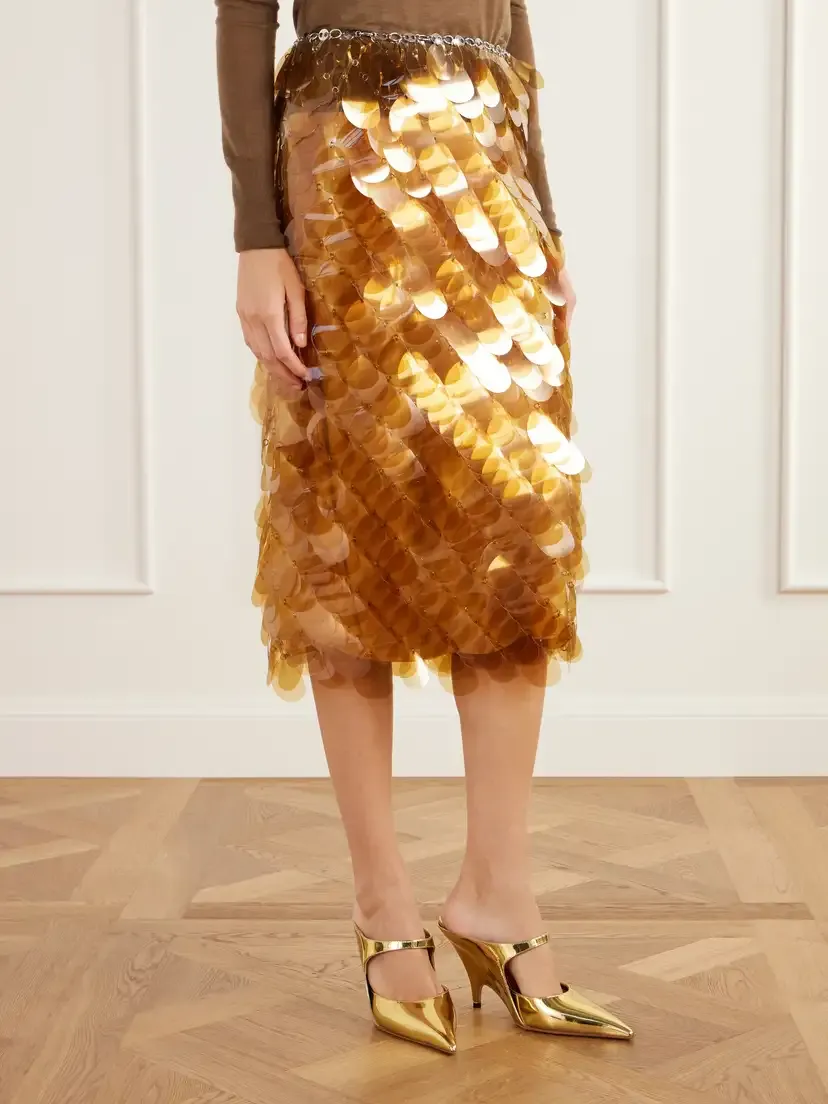 Rabanne Sequined Chainmail Midi Skirt | Thumbnail 3