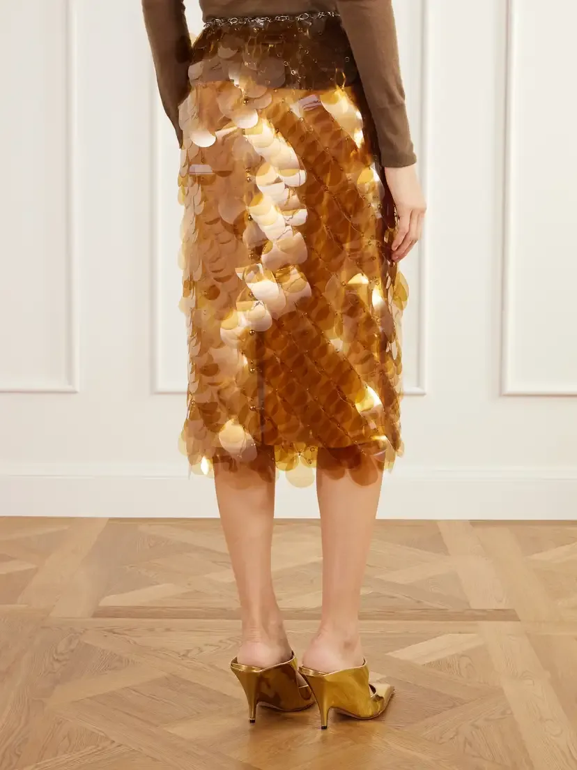 Rabanne Sequined Chainmail Midi Skirt | Thumbnail 4