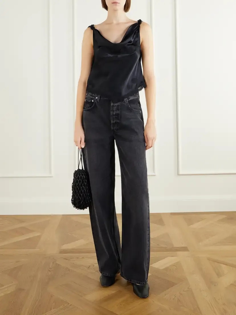 DÔEN Manon Gathered Lace-trimmed Silk-satin Top | Thumbnail 2 DÔEN Manon Gathered Lace-trimmed Silk-satin Top | Thumbnail 2