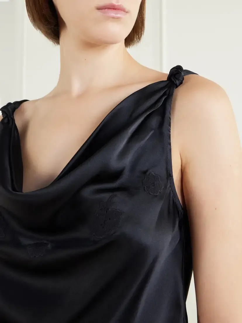 DÔEN Manon Gathered Lace-trimmed Silk-satin Top | Thumbnail 4 DÔEN Manon Gathered Lace-trimmed Silk-satin Top | Thumbnail 4