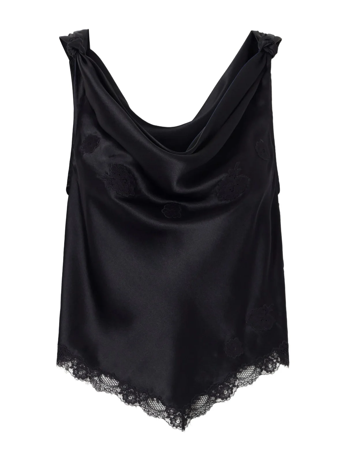 Manon Gathered Lace-trimmed Silk-satin Top Manon Gathered Lace-trimmed Silk-satin Top