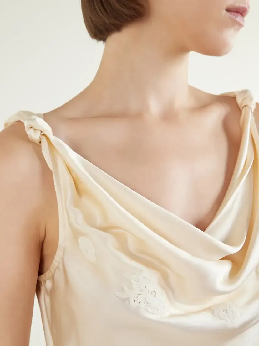 DÔEN Manon Gathered Lace-trimmed Silk-satin Top | Thumbnail 4 DÔEN Manon Gathered Lace-trimmed Silk-satin Top | Thumbnail 4
