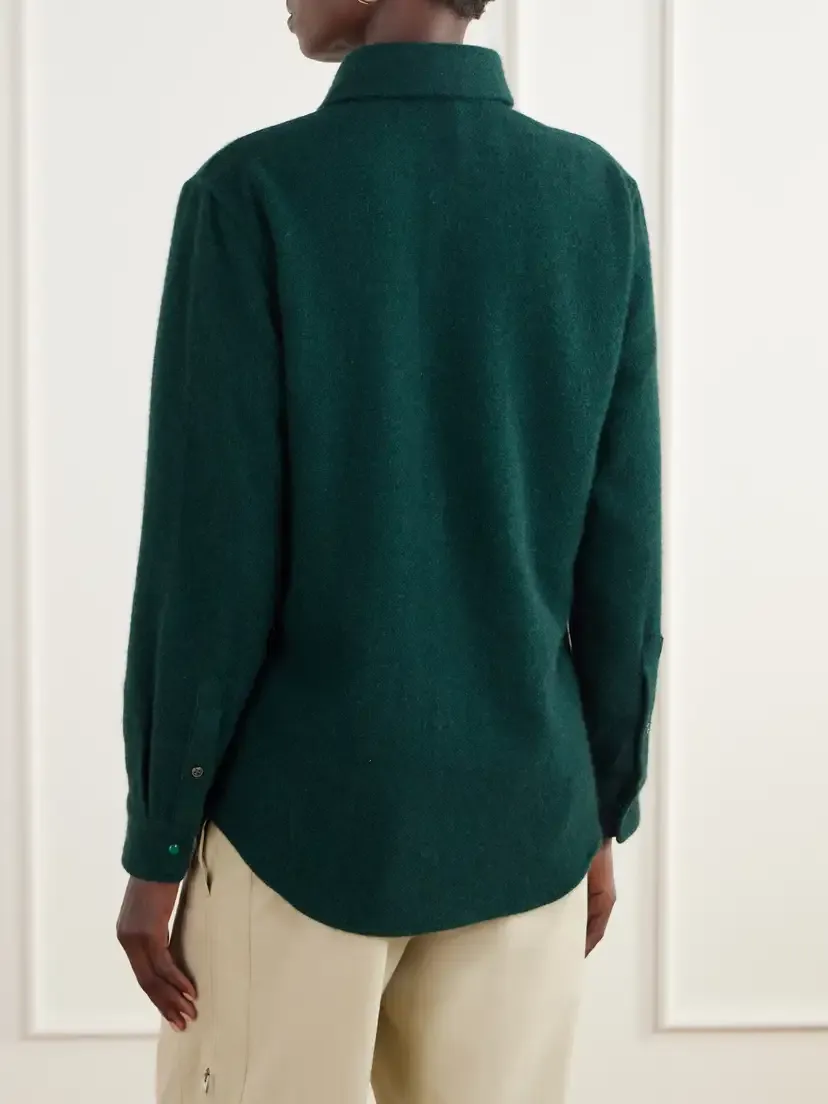 God’s True Cashmere Malachite Basketweave Brushed Cashmere Shirt | Thumbnail 4