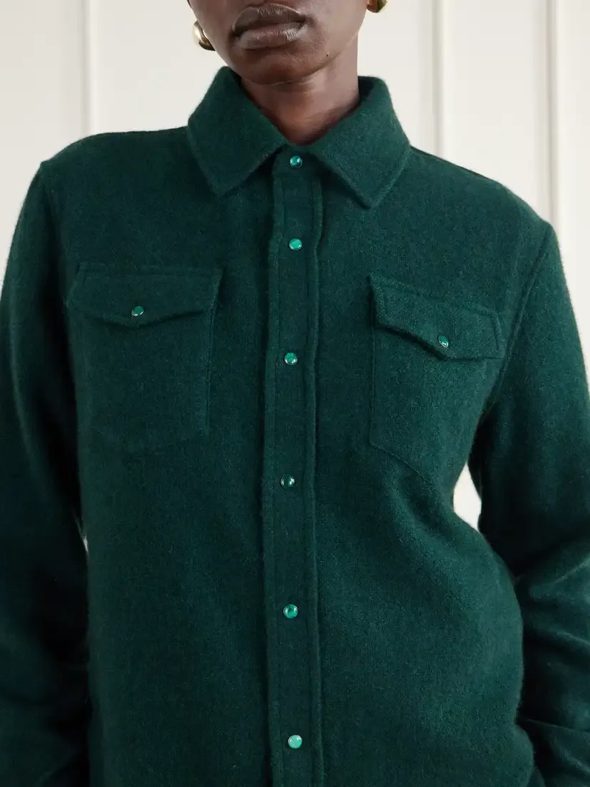 God’s True Cashmere Malachite Basketweave Brushed Cashmere Shirt | Thumbnail 5