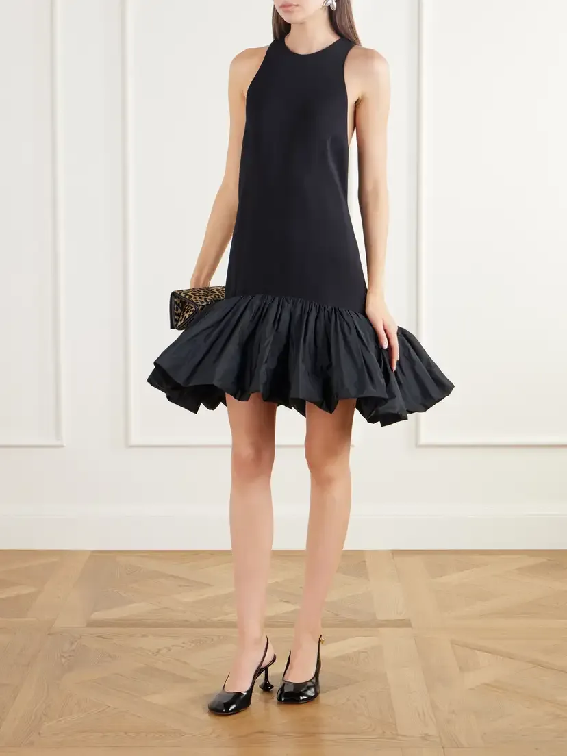 Stella McCartney Taffeta-trimmed Cady Peplum Mini Dress | Thumbnail 2 Stella McCartney Taffeta-trimmed Cady Peplum Mini Dress | Thumbnail 2