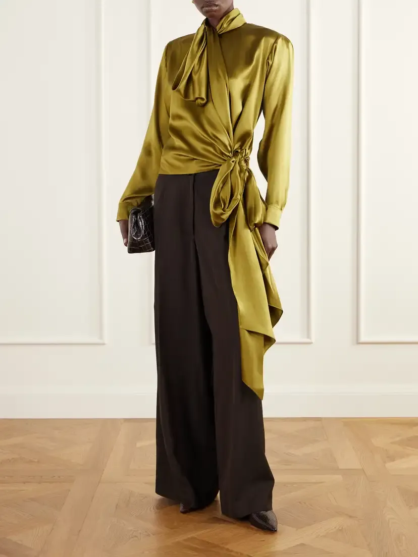 Balmain Tie-detailed Silk-satin Blouse | Thumbnail 2 Balmain Tie-detailed Silk-satin Blouse | Thumbnail 2