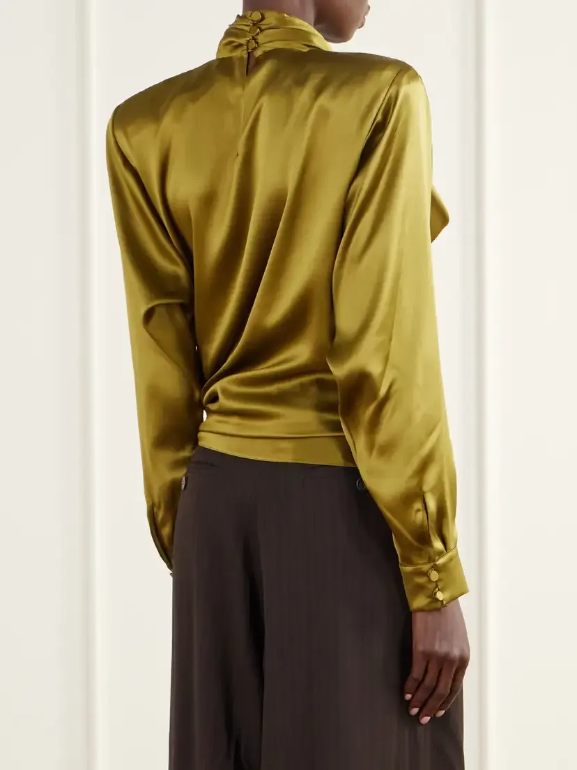Balmain Tie-detailed Silk-satin Blouse | Thumbnail 3 Balmain Tie-detailed Silk-satin Blouse | Thumbnail 3