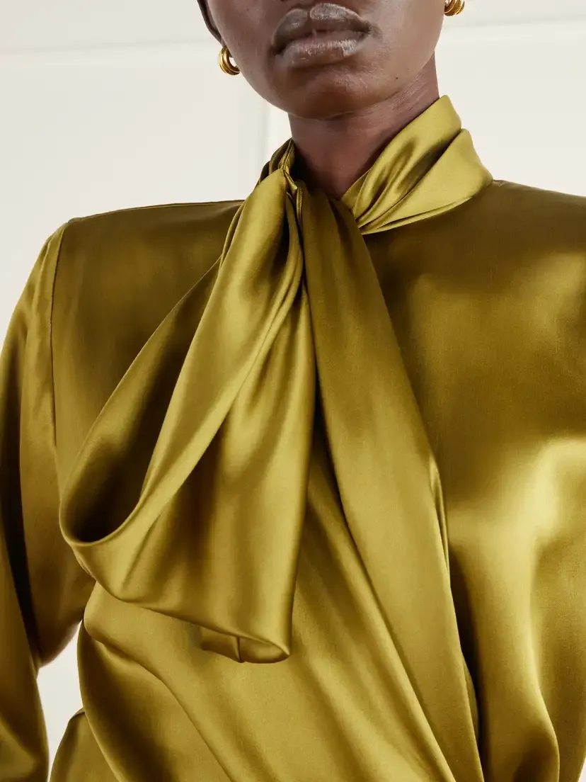 Balmain Tie-detailed Silk-satin Blouse | Thumbnail 4 Balmain Tie-detailed Silk-satin Blouse | Thumbnail 4
