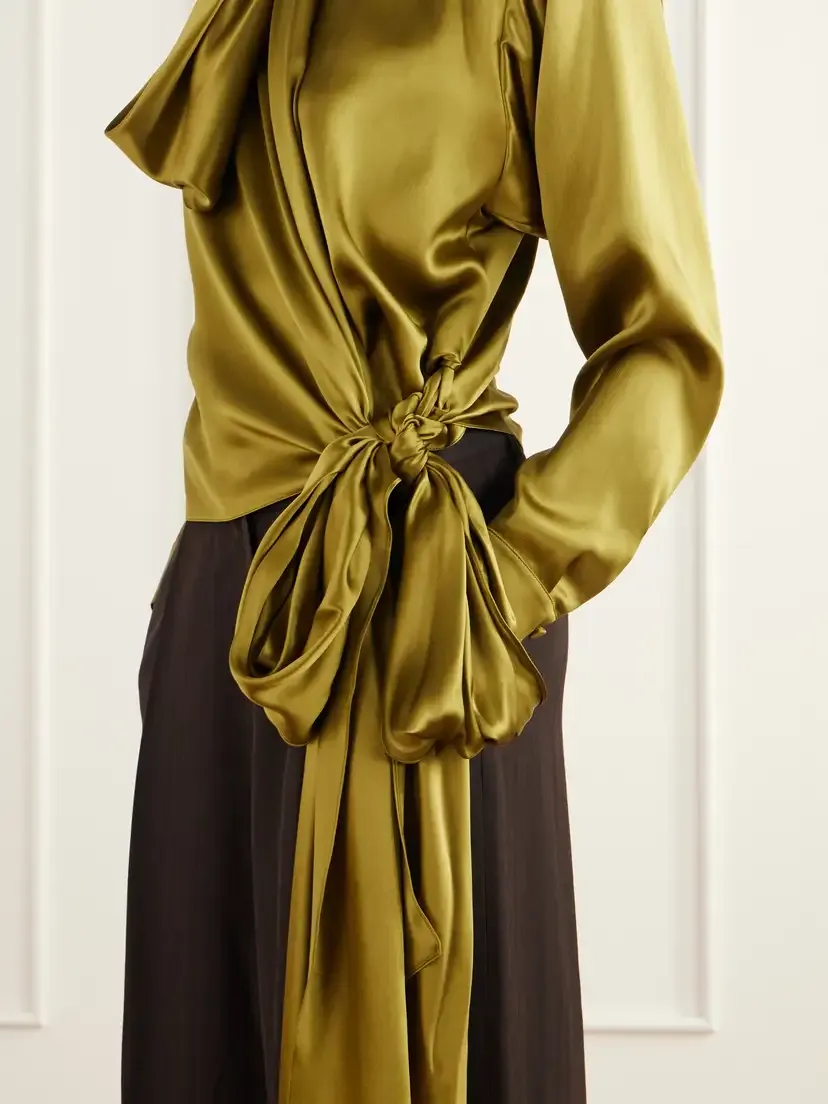 Balmain Tie-detailed Silk-satin Blouse | Thumbnail 5 Balmain Tie-detailed Silk-satin Blouse | Thumbnail 5