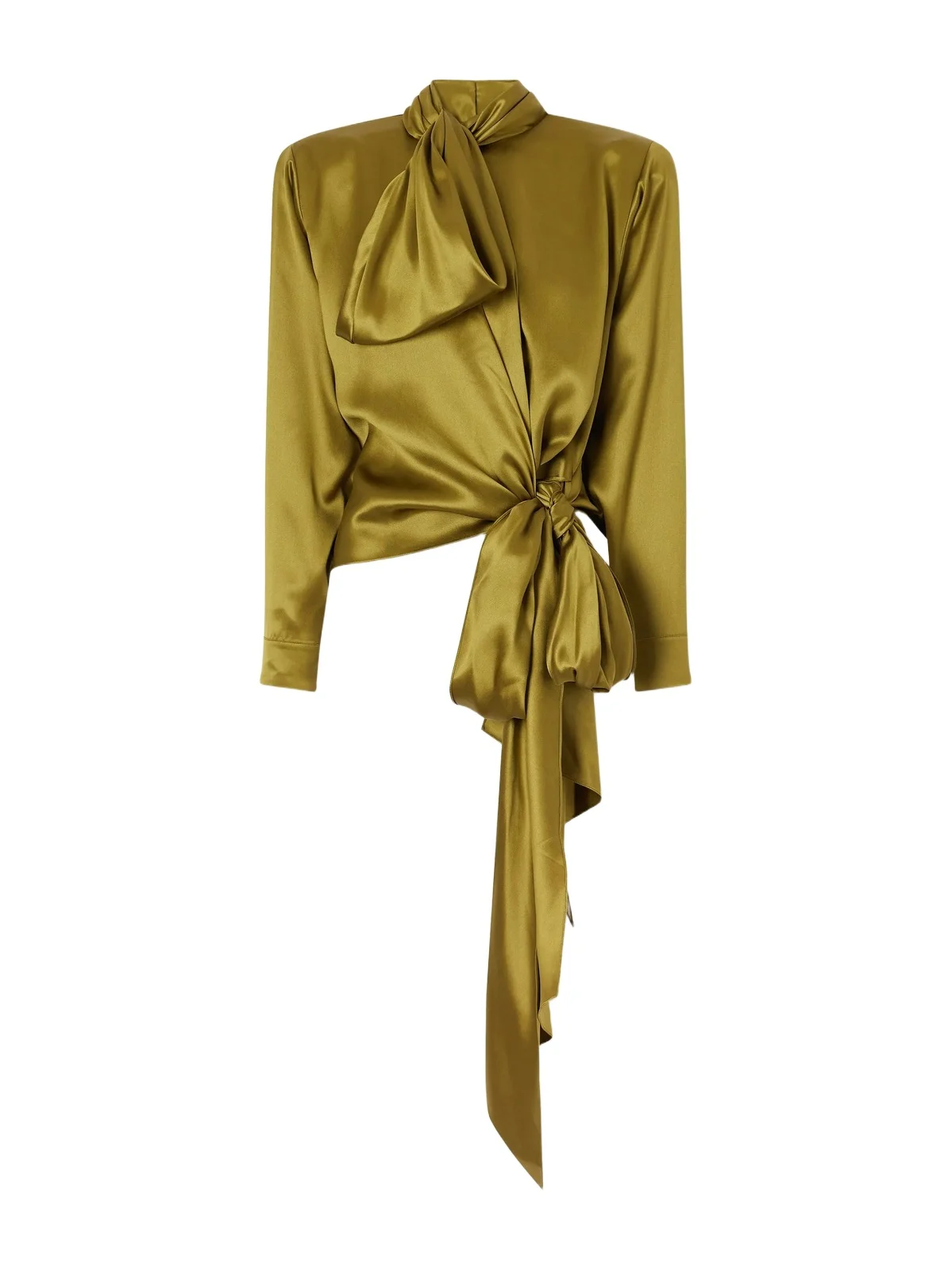 Balmain Tie-detailed Silk-satin Blouse