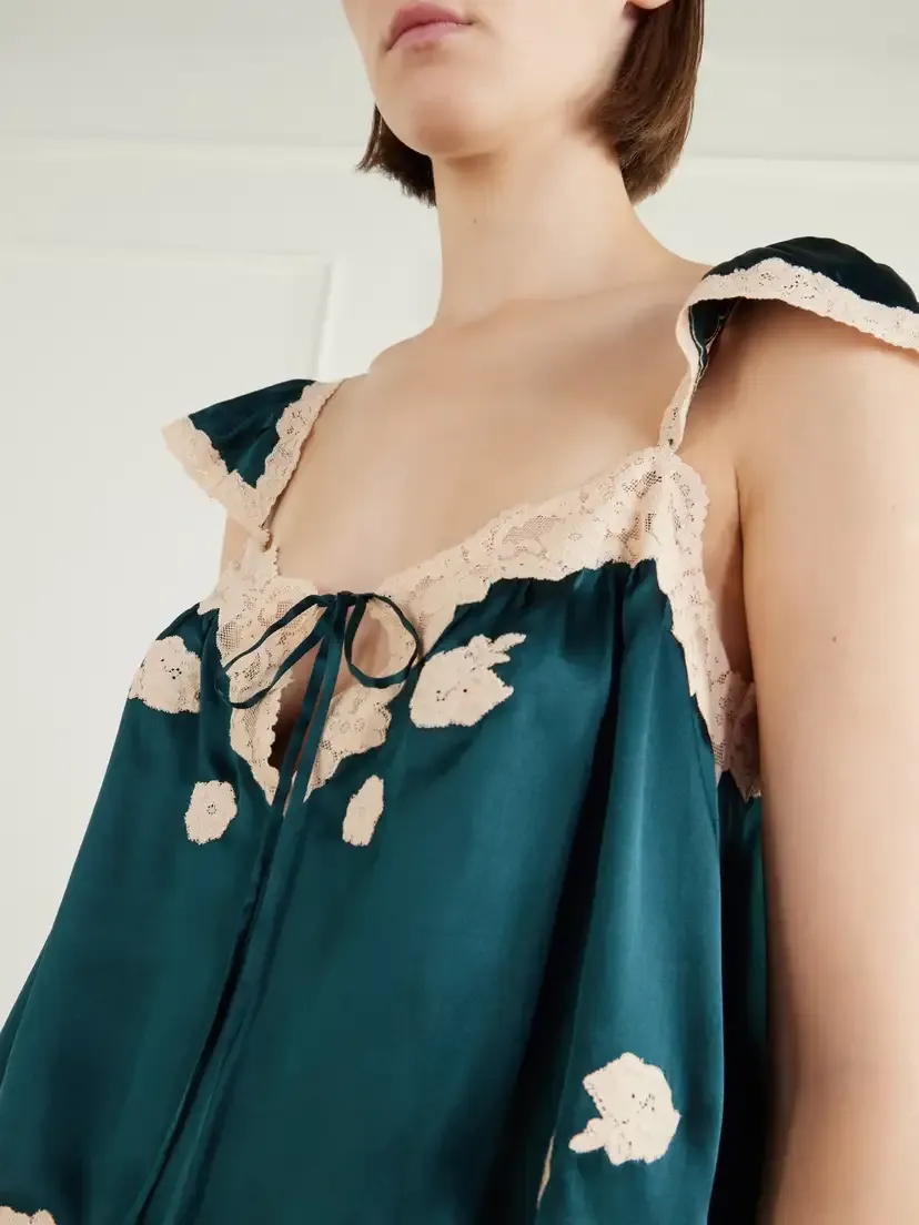DÔEN Rosalee Lace-trim Silk Satin Top | Thumbnail 4 DÔEN Rosalee Lace-trim Silk Satin Top | Thumbnail 4