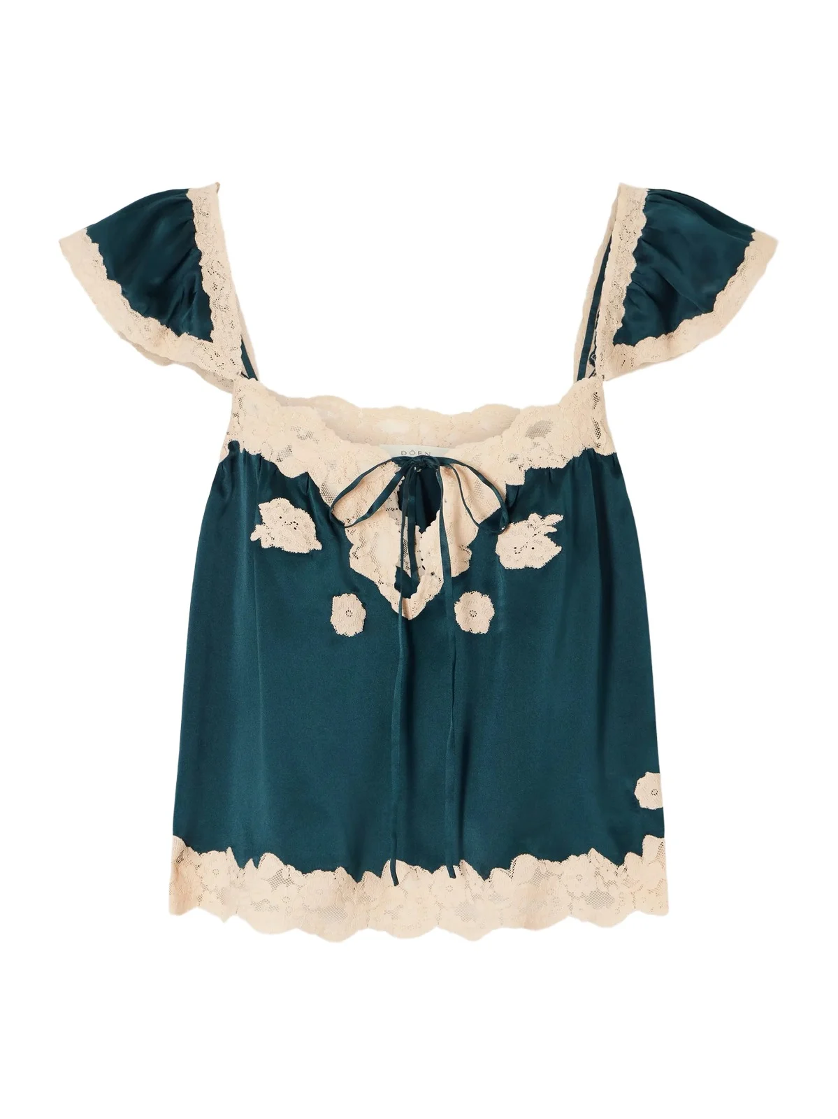DÔEN Rosalee Lace-trim Silk Satin Top