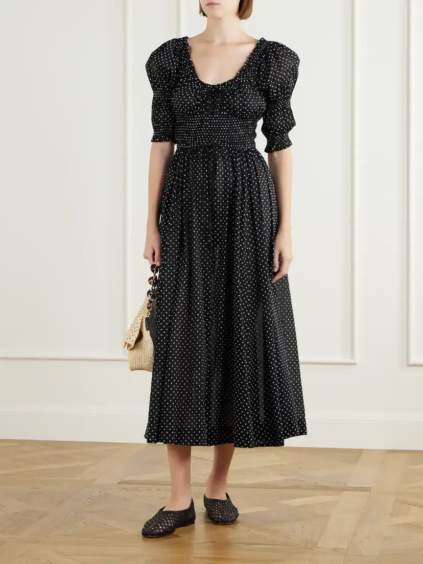 DÔEN Ischia Polka-dot Organic Cotton-voile Midi Dress | Thumbnail 2 DÔEN Ischia Polka-dot Organic Cotton-voile Midi Dress | Thumbnail 2