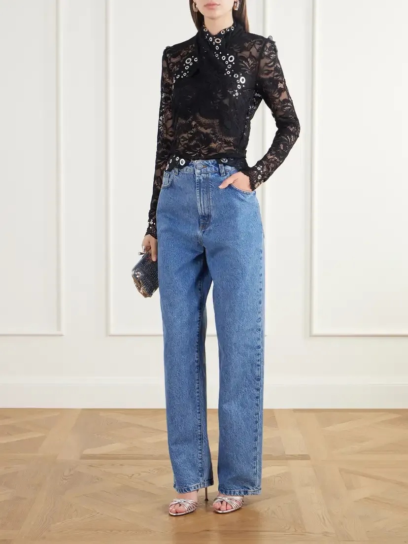 Rabanne Eyelet-embellished Layered Lace Top | Thumbnail 2