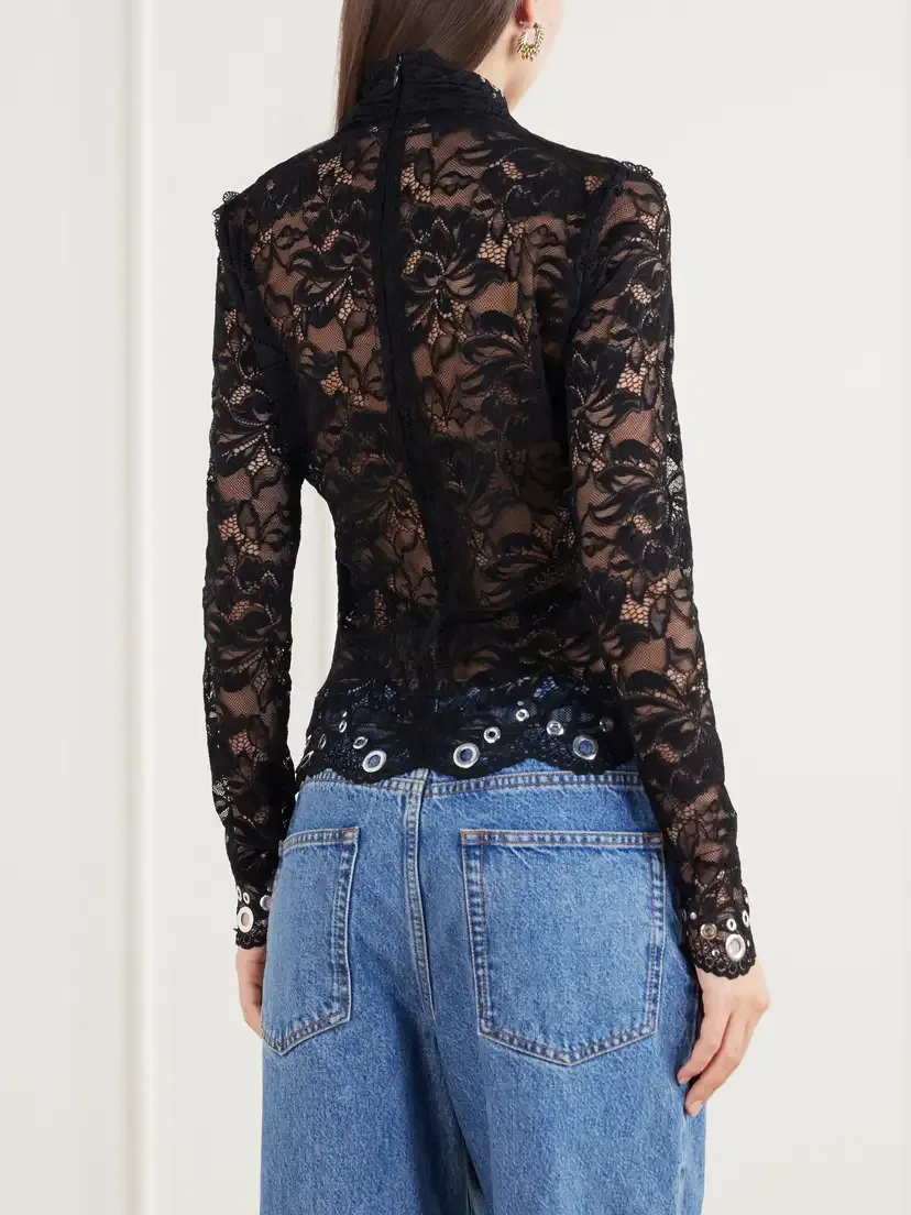 Rabanne Eyelet-embellished Layered Lace Top | Thumbnail 3