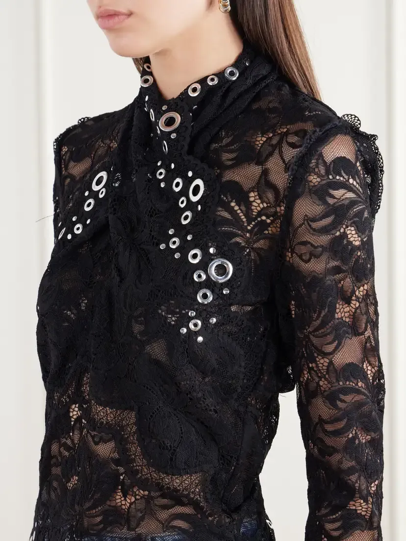 Rabanne Eyelet-embellished Layered Lace Top | Thumbnail 4