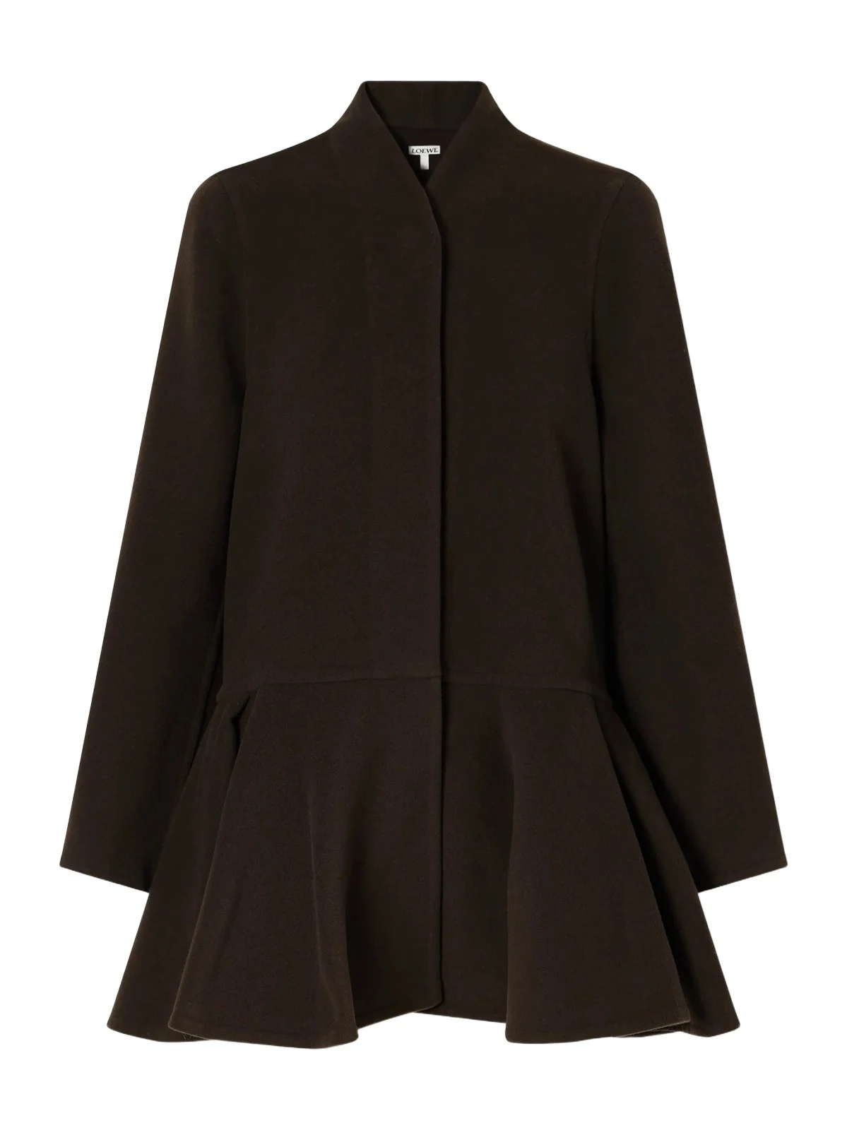Peplum Brushed Wool-blend Coat
