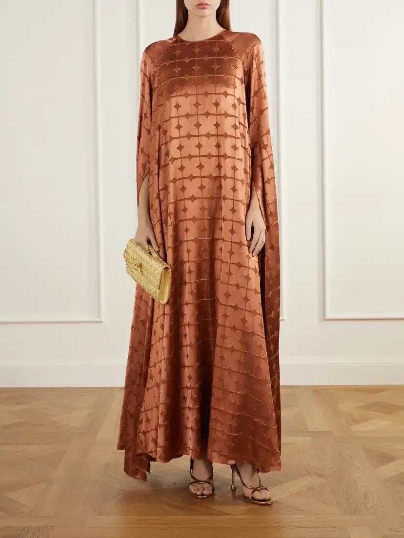 Dima Ayad Cape-effect Satin-jacquard Gown | Thumbnail 2 Dima Ayad Cape-effect Satin-jacquard Gown | Thumbnail 2