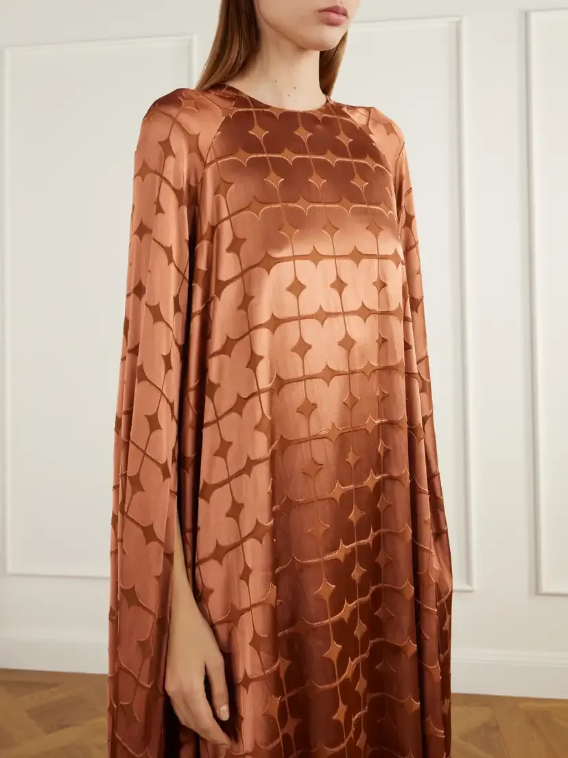 Dima Ayad Cape-effect Satin-jacquard Gown | Thumbnail 4 Dima Ayad Cape-effect Satin-jacquard Gown | Thumbnail 4