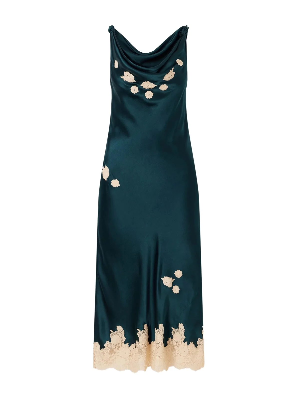 DÔEN Mathilde Lace-trimmed Silk Satin Midi Dress