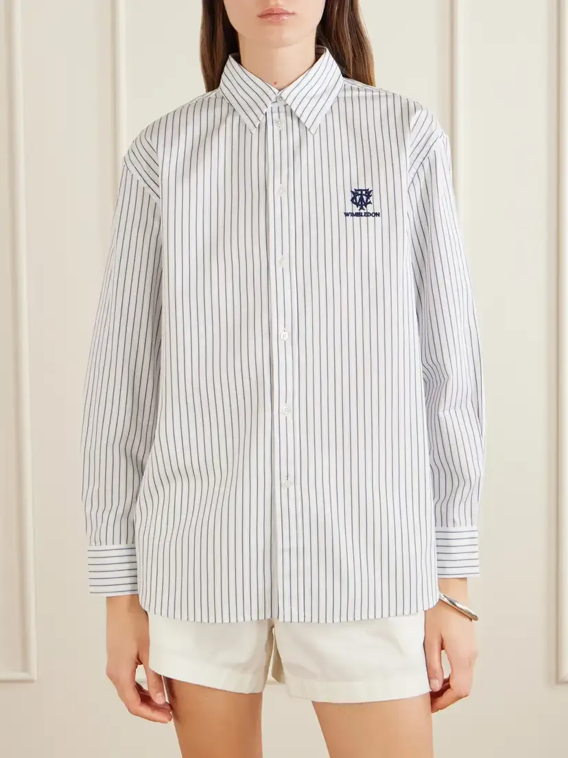Polo Ralph Lauren + Wimbledon Embroidered Striped Cotton-poplin Shirt | Thumbnail 3 Polo Ralph Lauren + Wimbledon Embroidered Striped Cotton-poplin Shirt | Thumbnail 3