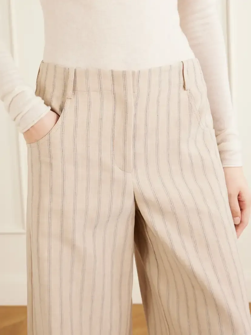 TWP Demie Striped Linen And Cotton-blend Wide-leg Pants | Thumbnail 4 TWP Demie Striped Linen And Cotton-blend Wide-leg Pants | Thumbnail 4