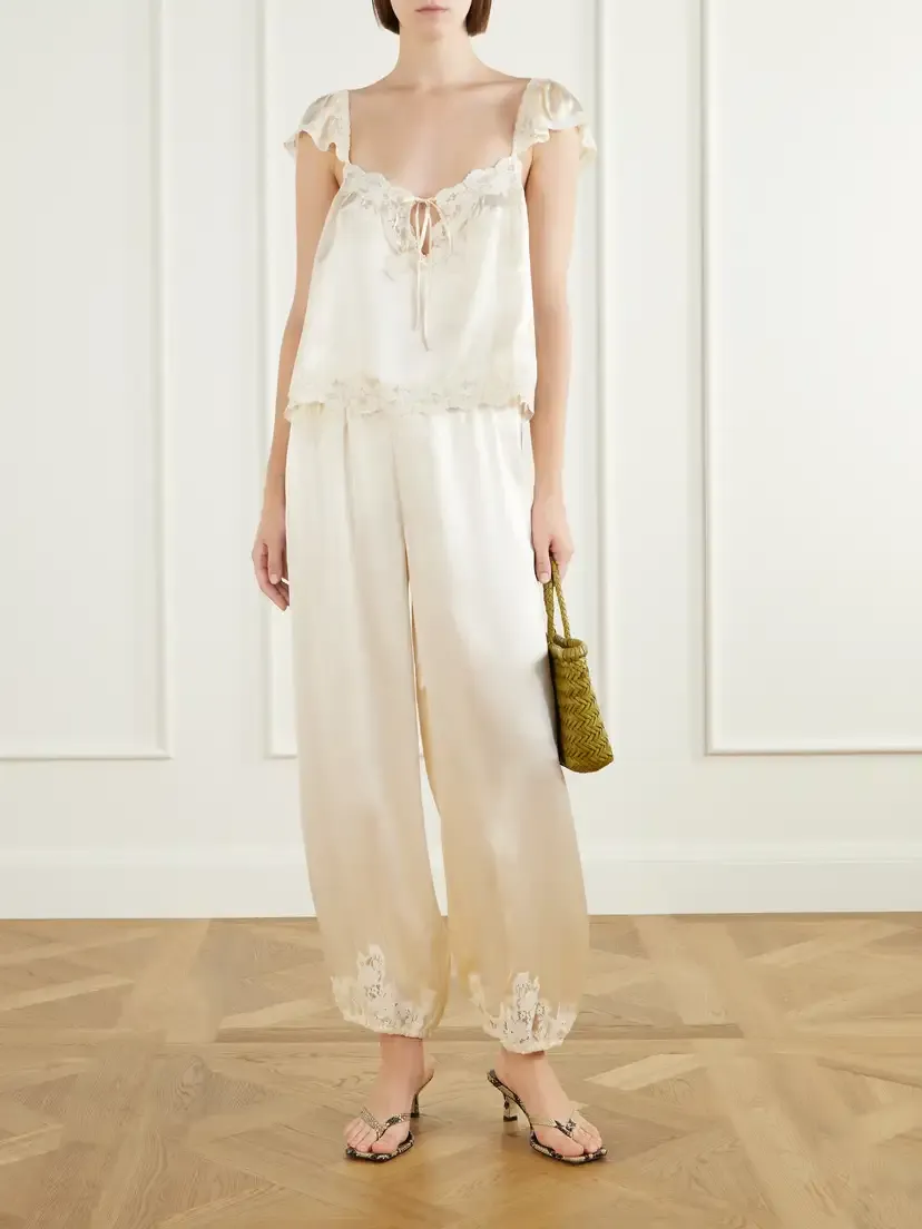 DÔEN Rosalee Lace-trimmed Silk-satin Top | Thumbnail 2