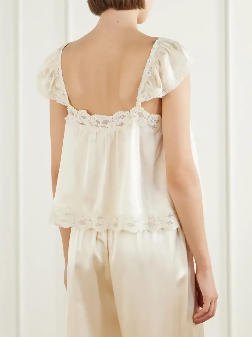DÔEN Rosalee Lace-trimmed Silk-satin Top | Thumbnail 3