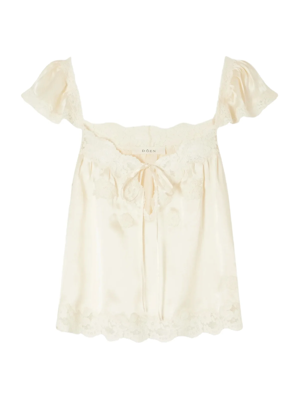 Rosalee Lace-trimmed Silk-satin Top