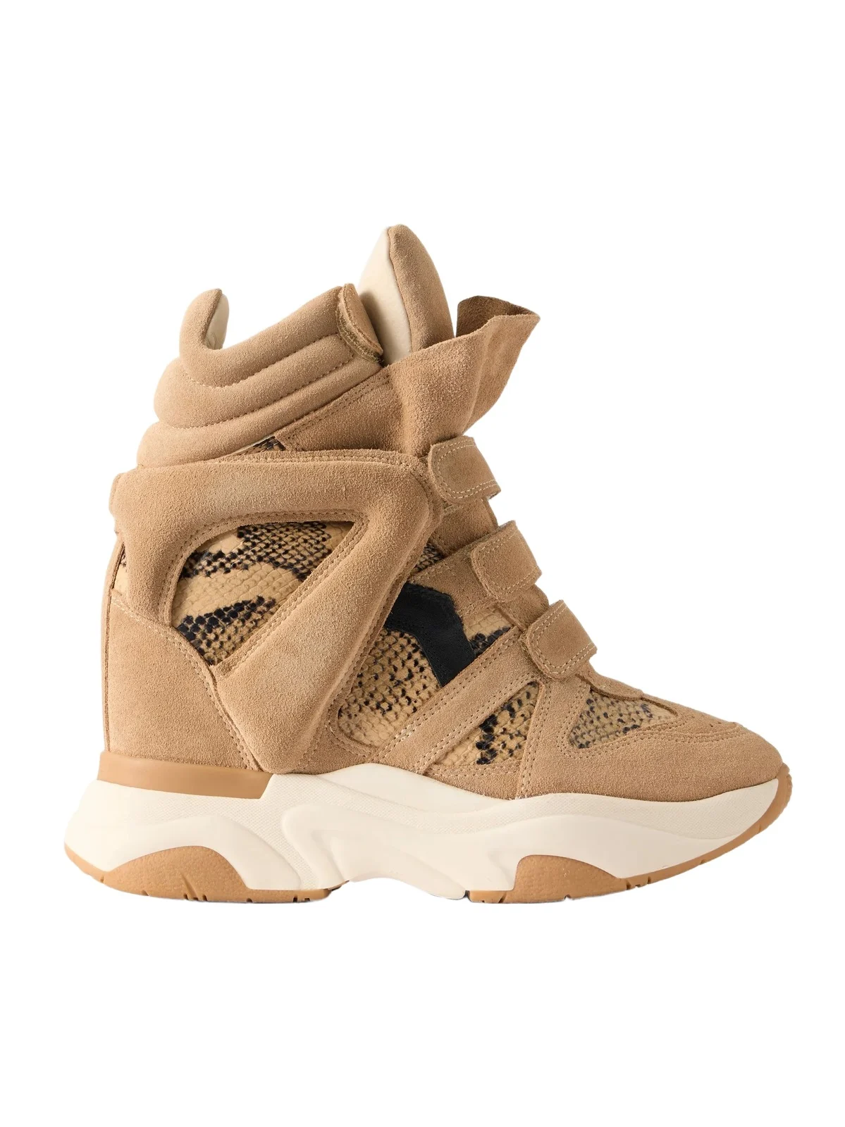 Isabel Marant Balskee Snake-effect Leather And Suede High-top Wedge Sneakers