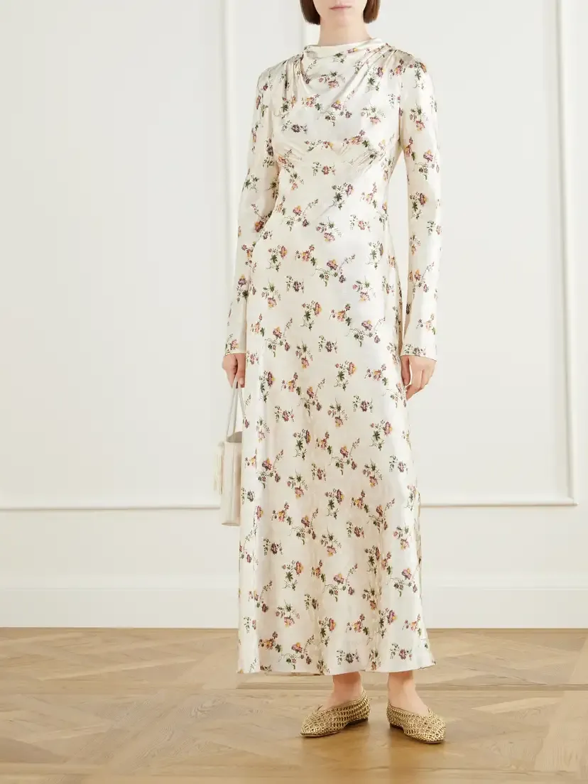 DÔEN Floral-printed Satin Maxi Dress | Thumbnail 2