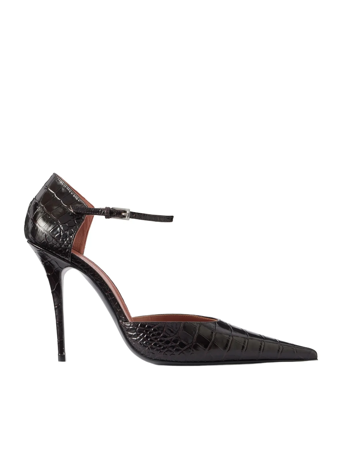 Amina Muaddi Barbara 105 Croc-effect Leather Mary Jane Pumps