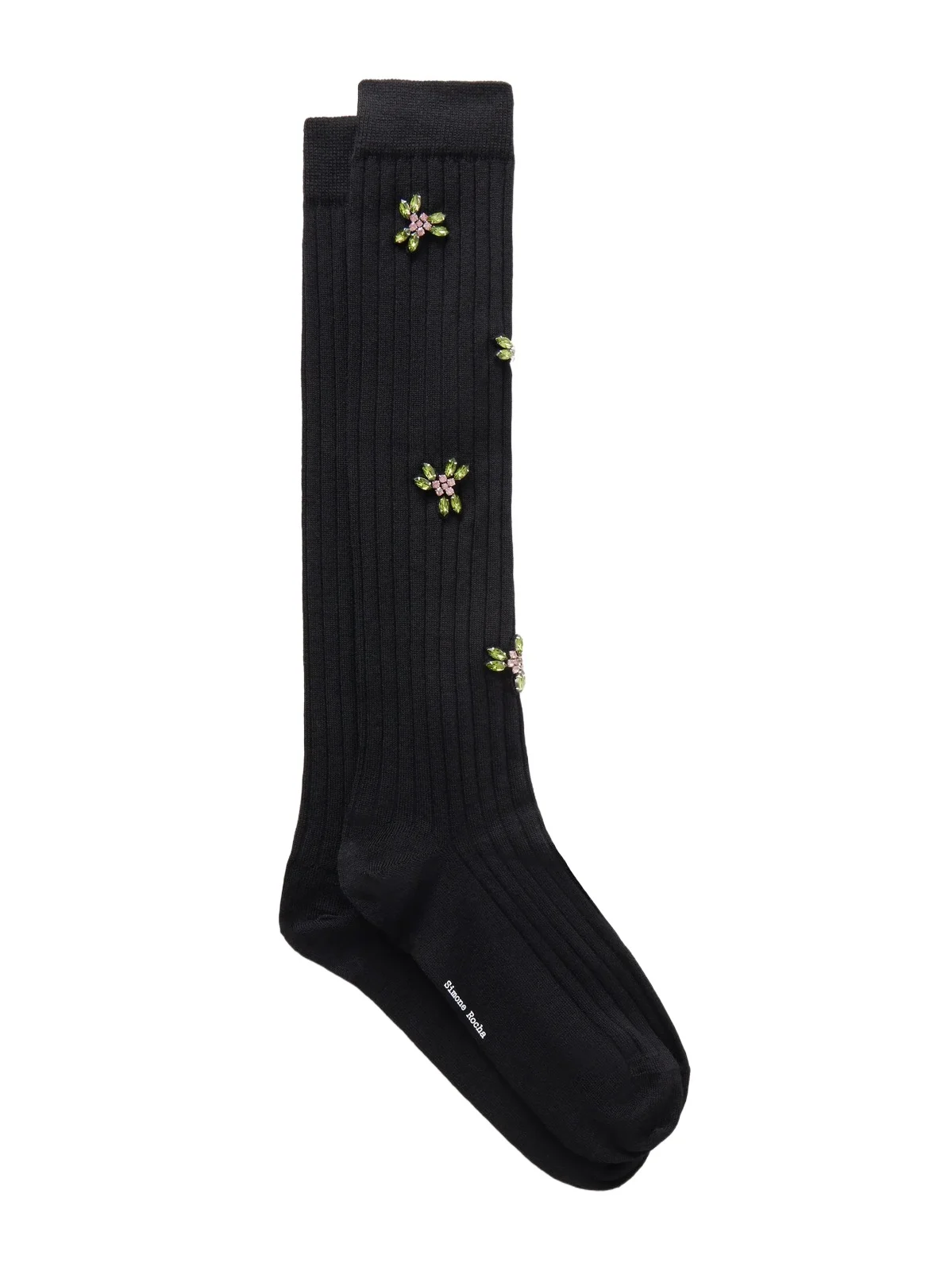 Simone Rocha Embellished Ribbed Merino Wool-blend Socks | Thumbnail 1 Simone Rocha Embellished Ribbed Merino Wool-blend Socks | Thumbnail 1