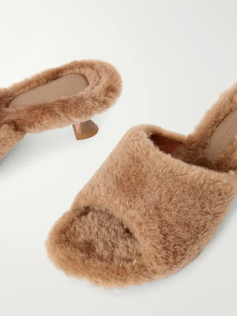 Amina Muaddi Taylor 45 Shearling Sandals | Thumbnail 5