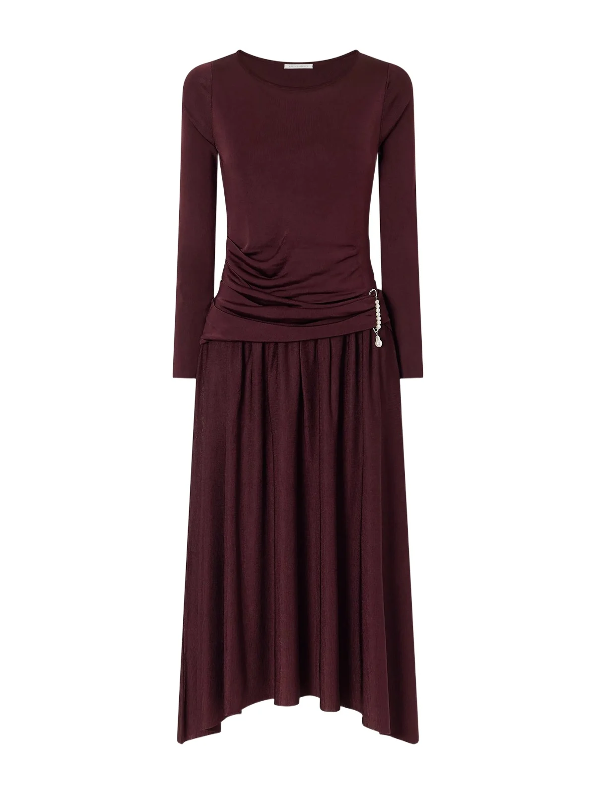 Maria McManus Embellished Asymmetric Pleated Stretch-jersey Midi Dress