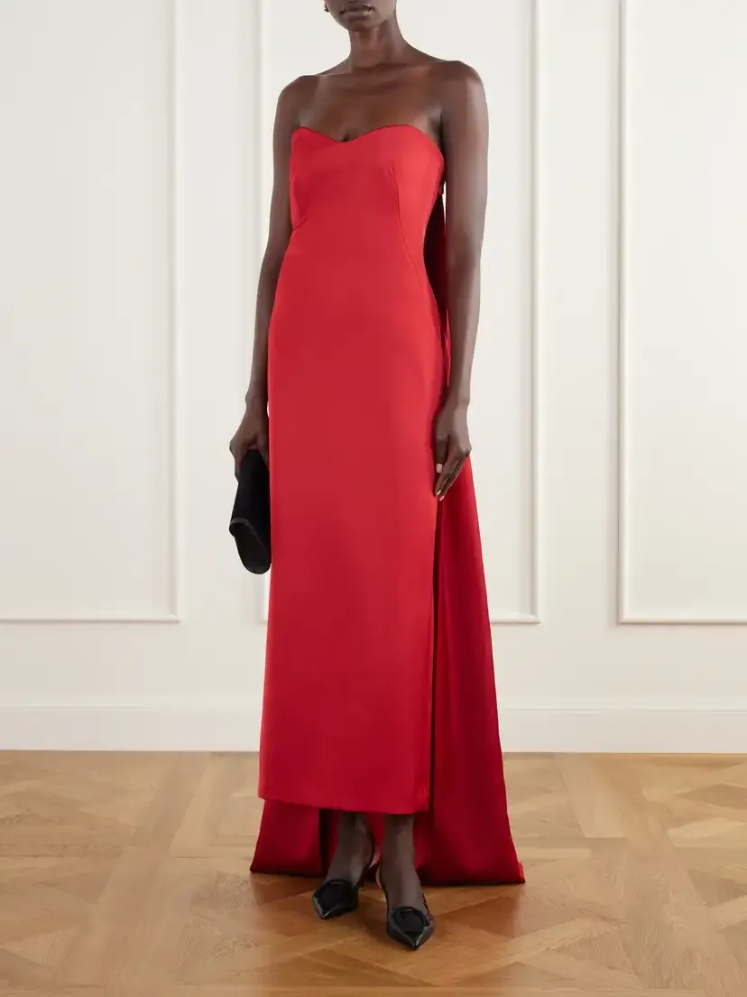 Simkhai Dinah Cape-effect Strapless Satin Gown | Thumbnail 2 Simkhai Dinah Cape-effect Strapless Satin Gown | Thumbnail 2