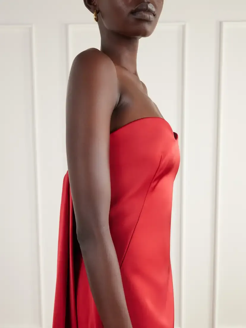 Simkhai Dinah Cape-effect Strapless Satin Gown | Thumbnail 4 Simkhai Dinah Cape-effect Strapless Satin Gown | Thumbnail 4