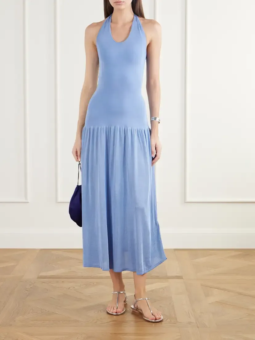 Zimmermann Fairlight Pleated Stretch-jersey Halterneck Midi Dress | Thumbnail 2