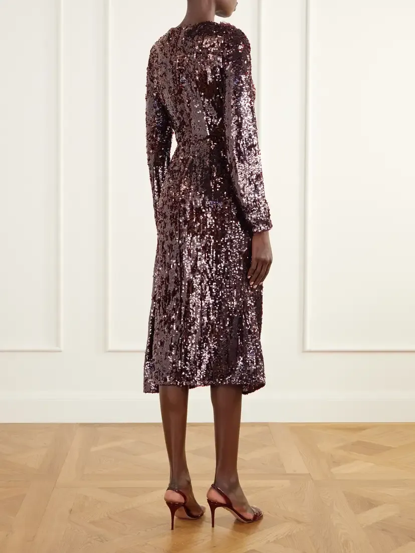 Erdem Draped Floral-appliquéd Sequin Midi Dress | Thumbnail 3