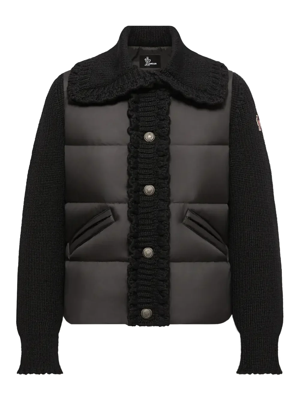 Square-quilted Wool Blend Padded Cardigan