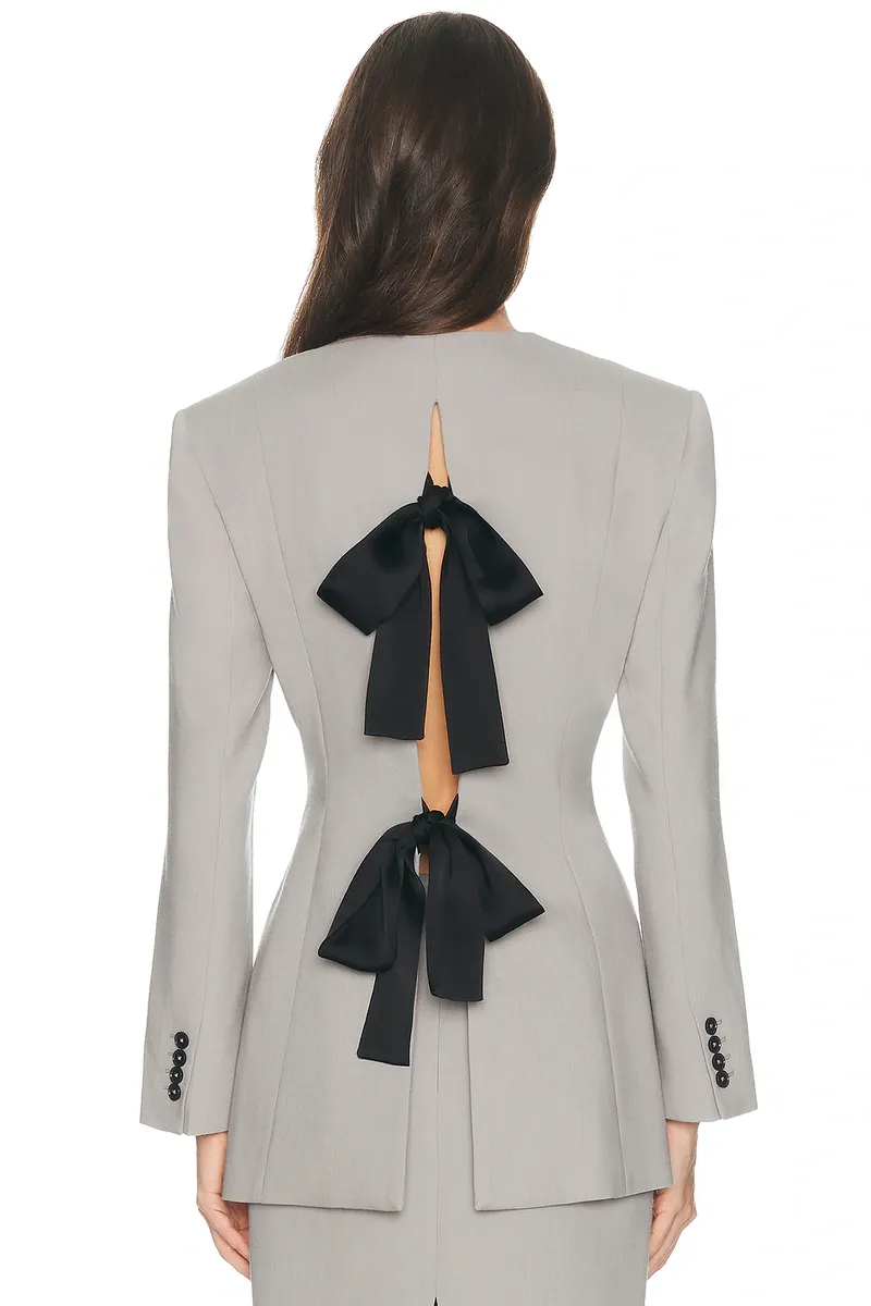 Helsa Wool Blend Suiting Jacket With Bows | Thumbnail 3 Helsa Wool Blend Suiting Jacket With Bows | Thumbnail 3