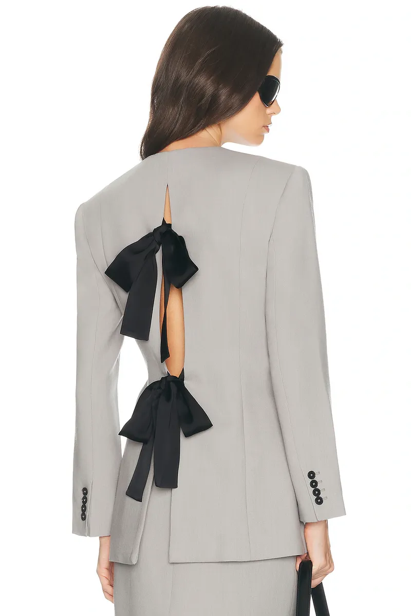 Helsa Wool Blend Suiting Jacket With Bows | Thumbnail 4 Helsa Wool Blend Suiting Jacket With Bows | Thumbnail 4