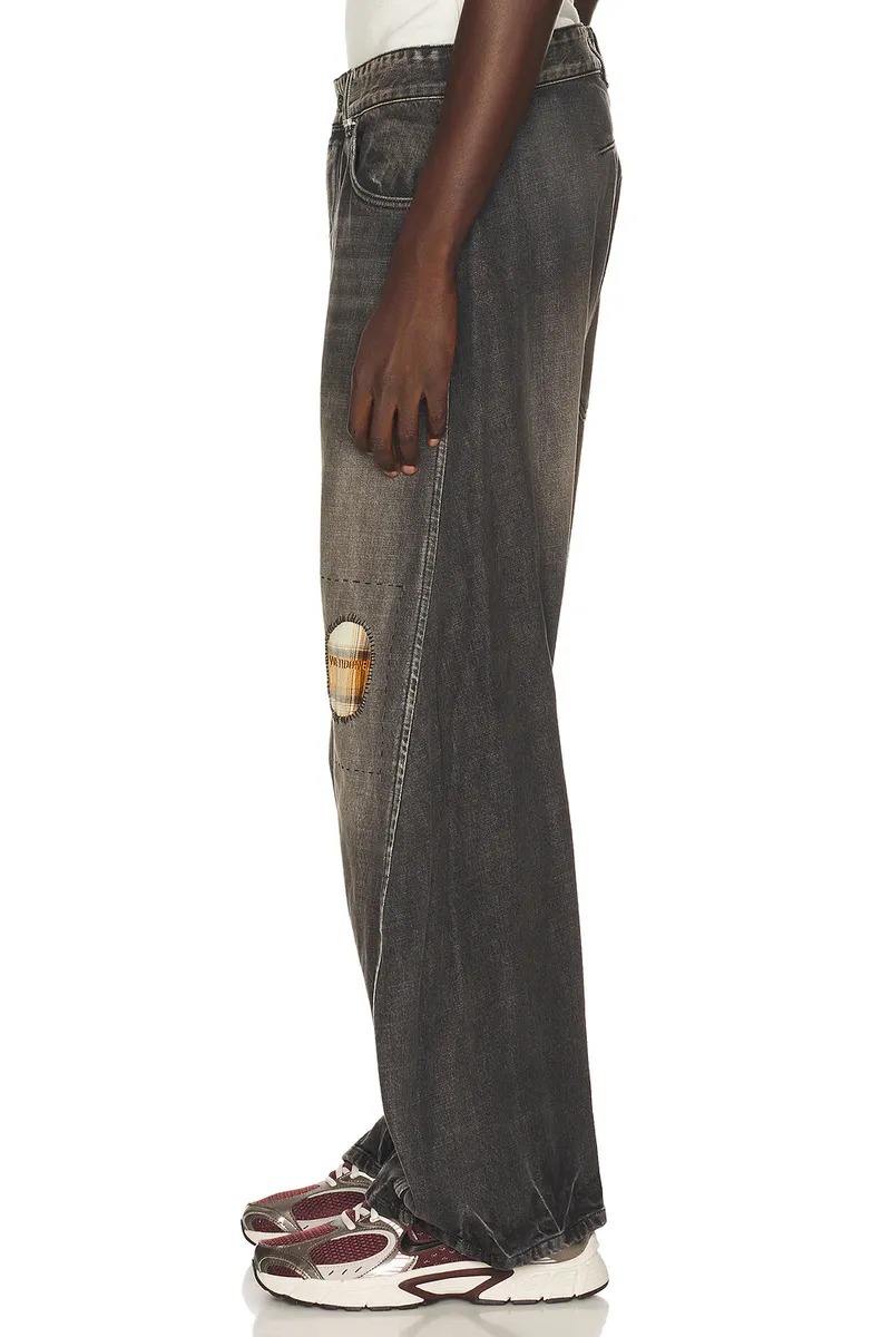 We11Done Repaired CheckCurved Denim Jeans | Thumbnail 2 We11Done Repaired CheckCurved Denim Jeans | Thumbnail 2